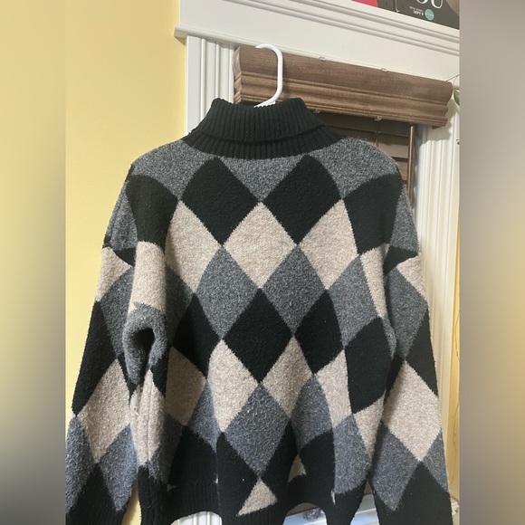 90s Vintage diamond checkered fall sweater - Picture 2 of 2